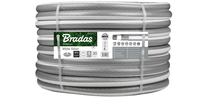 Bradas Tuyau d'arrosage NTS WHITE SILVER, 1/2