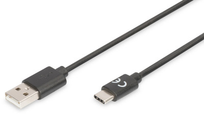 DIGITUS Câble de connexion USB 2.0, USB-C - USB-A, 1,8 m