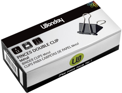 Wonday Pince double clip, (L)51 mm, écartement 20 mm, noir