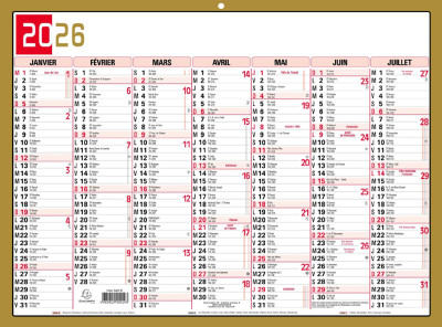 EXACOMPTA Calendrier tricolore neutre 2025, 130 x 170 mm