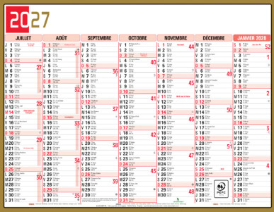 EXACOMPTA Calendrier tricolore neutre 2025, 130 x 170 mm
