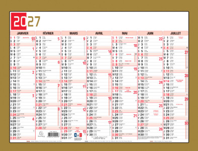 EXACOMPTA Calendrier tricolore neutre 2025, 130 x 170 mm