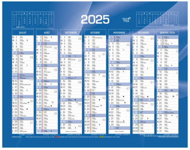 QUO VADIS Calendrier de banque bleu 2025, 135 x 180 mm