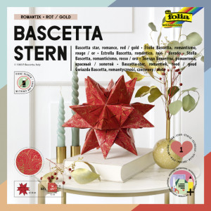 folia Feuilles de papier pliable étoile Bascetta, rouge /