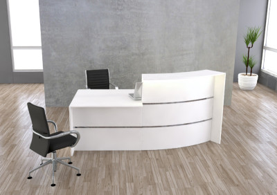 kerkmann Comptoir arrondi BARI, espace conseil, blanc