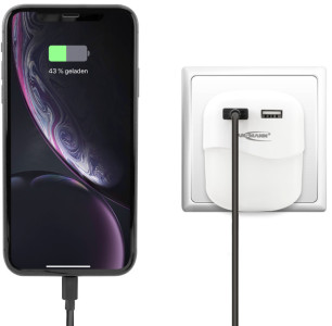 ANSMANN Lampe d'orientation à LED NL15AC, 2x port USB, blanc