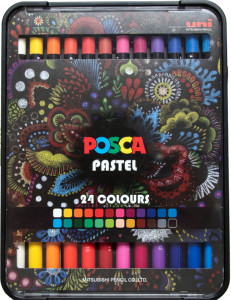 POSCA Crayon de cire PASTEL KPA100, étui métallique de 24