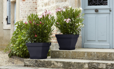 Poétic Pot de fleurs ROMEO, carré, 250 mm, gris-noir