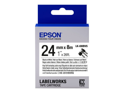Epson : LK-6WBVS TAPES VINYL LABEL tape WHITE BLACK 24 MM 8 M