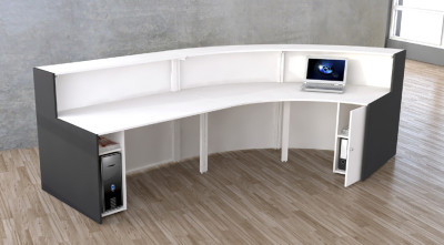 kerkmann Comptoir arrondi BARI, (L)3.320x(P)1.800 mm, blanc