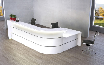 kerkmann Grand comptoir en L BARI, espace conseil, blanc