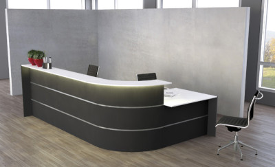 kerkmann Grand comptoir en L BARI, espace conseil, blanc