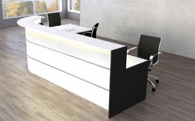 kerkmann Grand comptoir en L BARI, espace conseil, blanc