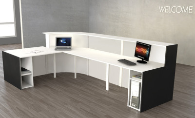 kerkmann Grand comptoir en L BARI, espace conseil, blanc