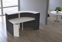 Comptoir incurvé Kerkmann BARI Kompakt, (L) 1 750 x (P) 950 mm, blanc