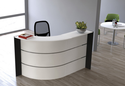 Comptoir incurvé Kerkmann BARI Kompakt, (L) 1 750 x (P) 950 mm, blanc