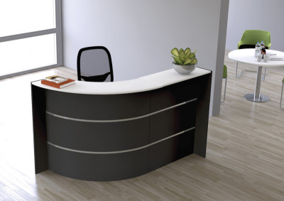 Comptoir incurvé Kerkmann BARI Kompakt, (L) 1 750 x (P) 950 mm, blanc