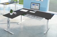 Bureau assis-debout Kerkmann Move 3 Fresh avec rallonge, gris