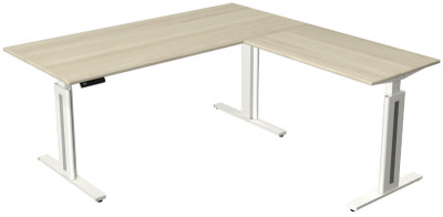 Bureau assis-debout Kerkmann Move 3 Fresh avec rallonge, gris