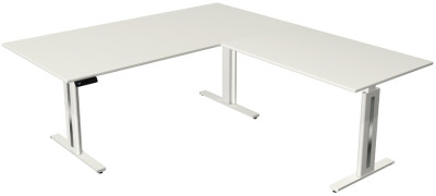 Bureau assis-debout Kerkmann Move 3 Fresh avec rallonge, gris