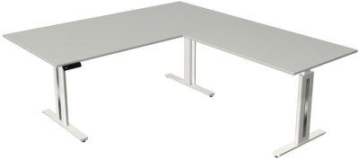 Bureau assis-debout Kerkmann Move 3 Fresh avec rallonge, gris