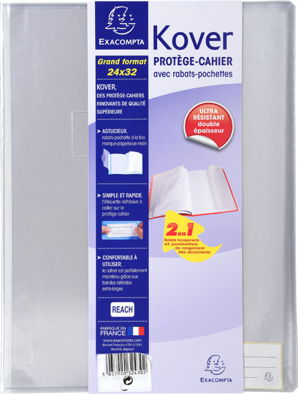 EXACOMPTA Protège-cahier Kover, PVC, 170 x 220 mm, incolore