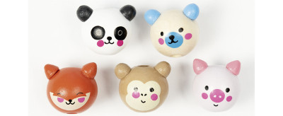 folia Perles en bois CUTE ANIMALS, rond