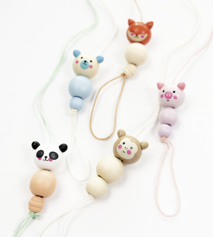 folia Perles en bois CUTE ANIMALS, rond