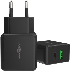 ANSMANN Chargeur USB Home Charger HC218PD, 2x port USB,blanc