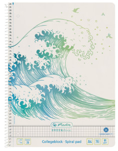 herlitz Cahier spiralé GREENline Vague, A4, quadrillé