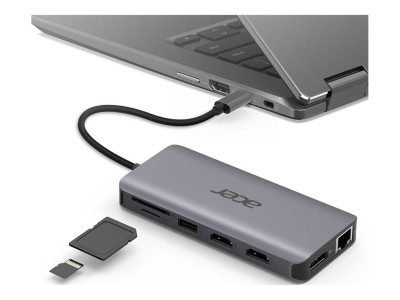 Acer : 12IN1 USB TYPE C TO 2X HDMI 1X VGA/1X RJ-45/2X USB SILVER