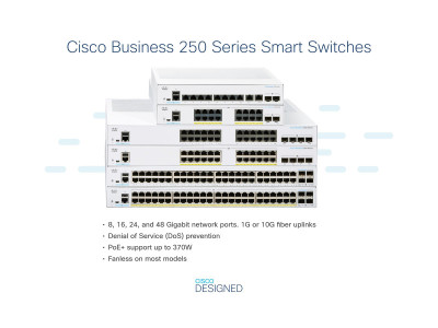 Cisco : CBS250 SMART 24-PORT GE POE 4X1G SFP