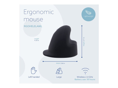 R-Go Tools R-Go HE Mouse, Souris ergonomique Gaucher, sans fil Grand