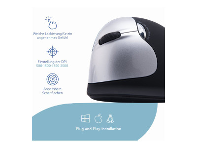 R-Go Tools R-Go HE Mouse, Souris ergonomique Gaucher, sans fil Grand