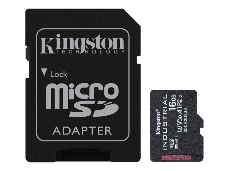 Kingston : 16GB MICROSDHC INDUSTRIAL C10 A1 PSLC card + SD ADAPTER