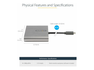 Startech : ADAPTATEUR USB C VERS 4 HDMI carte VIDEO/GRAPHIQUE externe