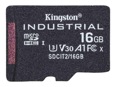 Kingston : 16GB MICROSDHC INDUSTRIAL C10 A1 PSLC card SINGLEpack sans adaptateur