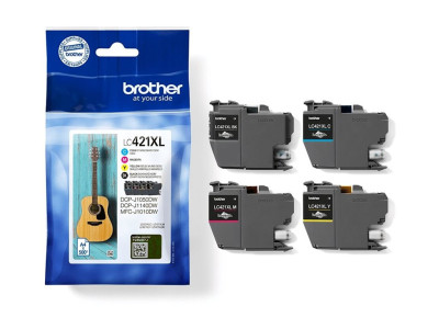 Brother LC421XL Pack de 4 cartouches Noir Jaune Cyan Magenta XL 500 pages