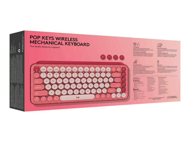 Clavier mécanique sans fil Pop Keys de Logitech - Heartbreaker Rose