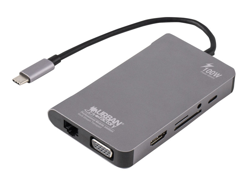 Urban Factory : TYPE-C STATION TRAVEL 3X USB-A 3.1 VGA/HDMI 4K SIDEREAL GRAY