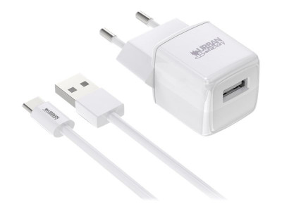 Urban Factory : 12WATTS USB-A WALL CHARGER - 1X 2.4A USB-A - EU PLUG - WHITE LAC