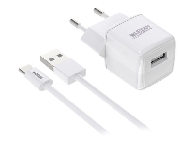 Urban Factory : 12WATTS USB-A WALL CHARGER - 1X 2.4A USB-A - EU PLUG - WHITE LAC