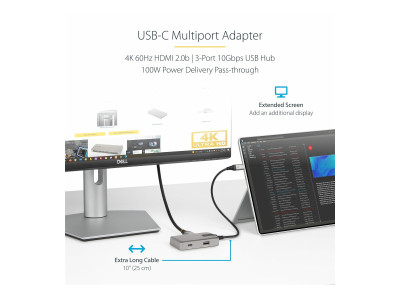 Startech : ADAPTATEUR MULTIPORT USB-C MINI DOCK USB TYPE-C VERS HDMI 2.0