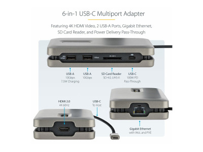Startech : USB C MULTIPORT ADAPTER - USB C vers 4K 60HZ HDMI 2.0 - 100W PD