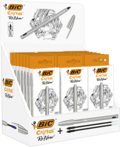 BIC Stylo à bille Cristal RE'NEW, présentoir de comptoir