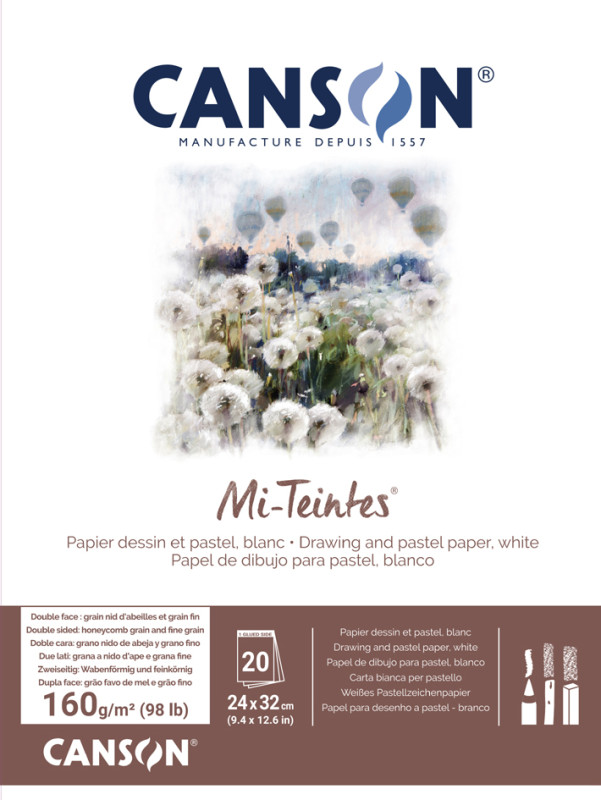 Canson, Papier dessin, Noir, 240 x 320 mm, 160G, 12 feuilles