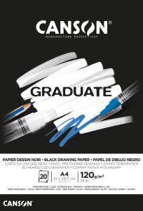 CANSON Bloc de dessin GRADUATE PAPIER NOIR, A4