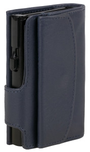 CLICKSAFE Porte-monnaie avec porte-cartes, cuir Nappa, bleu/