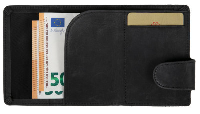 CLICKSAFE Porte-monnaie avec porte-cartes, cuir Hunter, noir