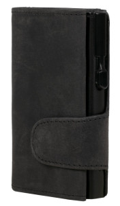 CLICKSAFE Porte-monnaie avec porte-cartes, cuir Hunter, noir